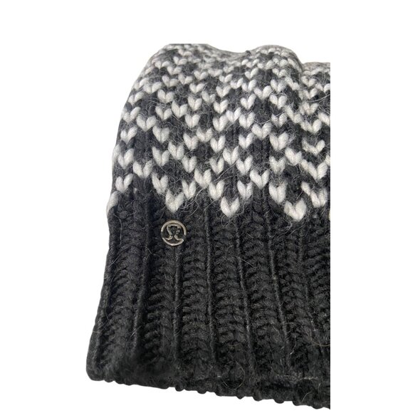 Lululemon Infinity Mad Fair Isle Scarf Silver Slate/Black One Size Winter Boho - Picture 4 of 14